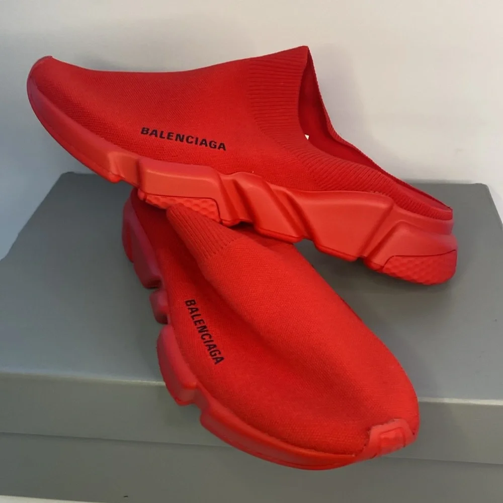 New Authentic Balenciaga Red Speed Mule sneakers Sandals